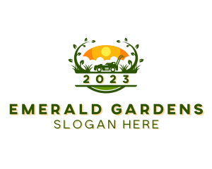 Gardening Grass Lawn Mower logo design