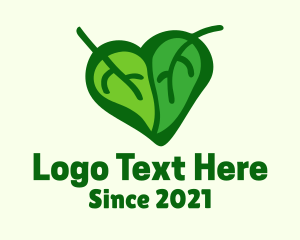 Romantic - Green Leaf Heart logo design