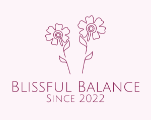 Selfcare - Purple Flower Acupuncture Needle logo design