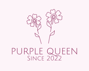 Purple Flower Acupuncture Needle logo design