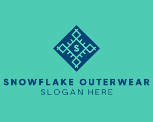 Geometric Snowflake Technology logo design