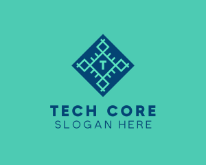 Geometric Snowflake Technology logo design