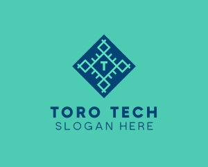 Geometric Snowflake Technology logo design