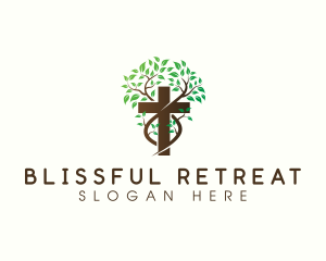 Bible Study - Cross Religion Tree logo design
