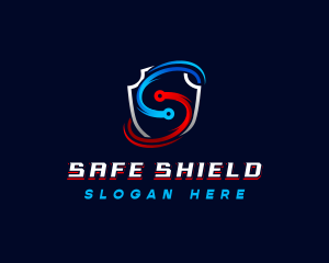 Shield Circuit Letter S logo design