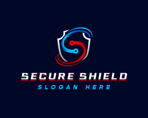 Shield Circuit Letter S logo design