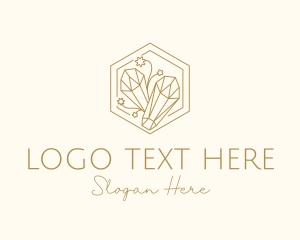 Gold - Floral Crystals Hexagon logo design