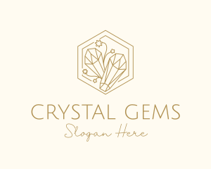 Floral Crystals Hexagon logo design