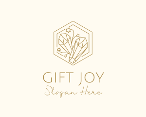 Floral Crystals Hexagon logo design