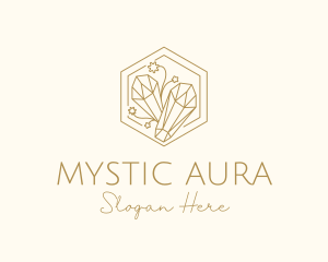 Esoteric - Floral Crystals Hexagon logo design