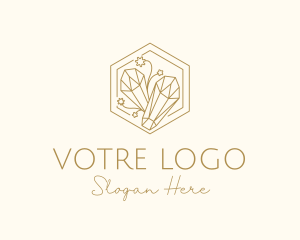 Golden - Floral Crystals Hexagon logo design