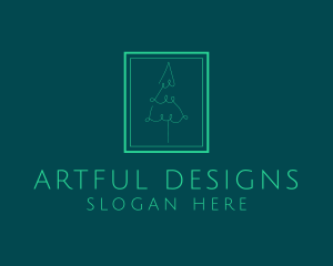 Pine Tree Line Art logo design