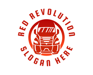 Red Trailer Truck logo design