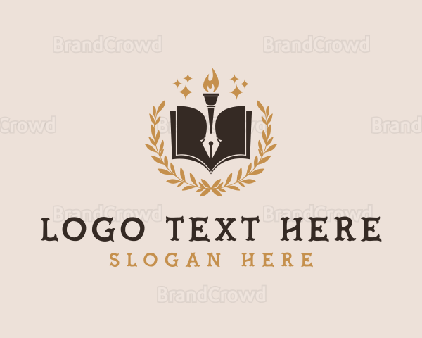 Book Torch Pen Logo