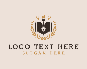 Tutor - Book Torch Pen logo design