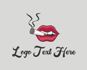 Smoke - Red Lips Smoking logo design