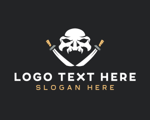 Skull Hunter Sword logo design