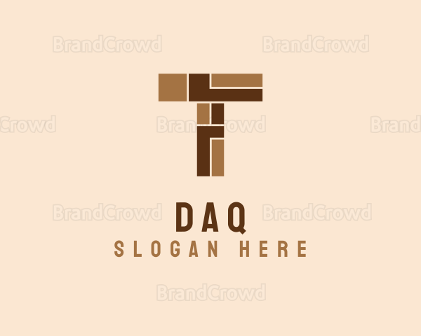 Brown Brick Letter T Logo
