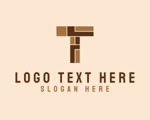 Puzzle - Brown Brick Letter T logo design