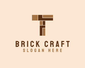 Brickwork - Brown Brick Letter T logo design