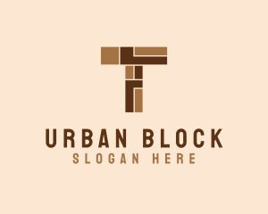 Block - Brown Brick Letter T logo design