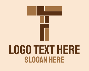 Masonry - Brown Brick Letter T logo design