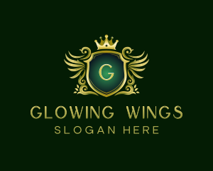 Crown Shield Wings logo design