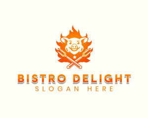 Flame Pork Grill logo design