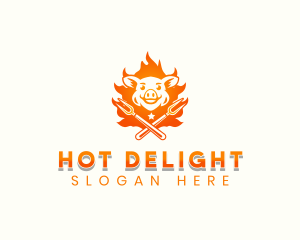 Flame Pork Grill logo design