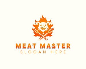 Flame Pork Grill logo design