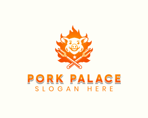 Flame Pork Grill logo design