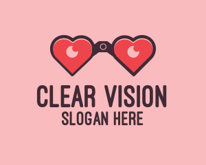 Lens - Heart Binocular Lens logo design
