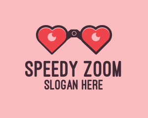 Zoom - Heart Binocular Lens logo design