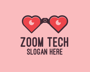 Zoom - Heart Binocular Lens logo design