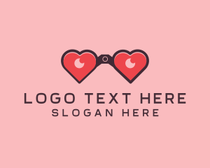 Zoom - Heart Binocular Lens logo design