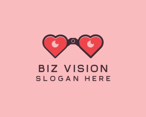 Heart Binocular Lens logo design