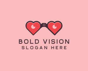 Heart Binocular Lens logo design