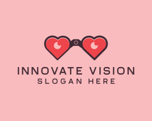 Heart Binocular Lens logo design