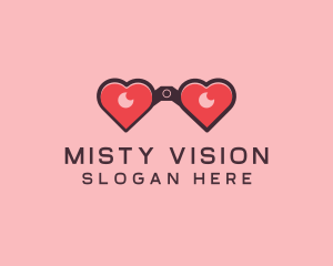 Heart Binocular Lens logo design