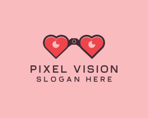 Heart Binocular Lens logo design