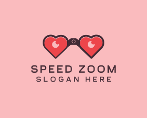 Zoom - Heart Binocular Lens logo design