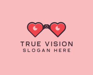 Heart Binocular Lens logo design