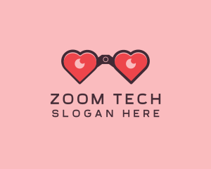 Heart Binocular Lens logo design