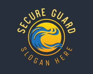 Seaside - Sunset Wave Surfing logo design