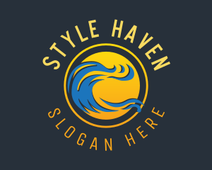 Hostel - Sunset Wave Surfing logo design