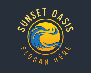 Sunset Wave Surfing logo design