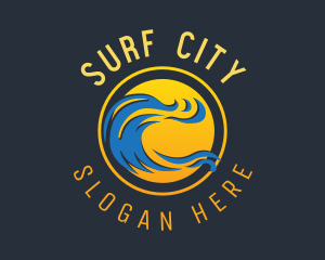 Sunset Wave Surfing logo design