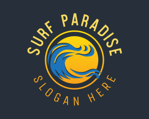 Sunset Wave Surfing logo design