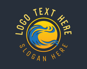Tsunami - Sunset Wave Surfing logo design