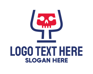 Booze - Cocktail Glass Skull logo design